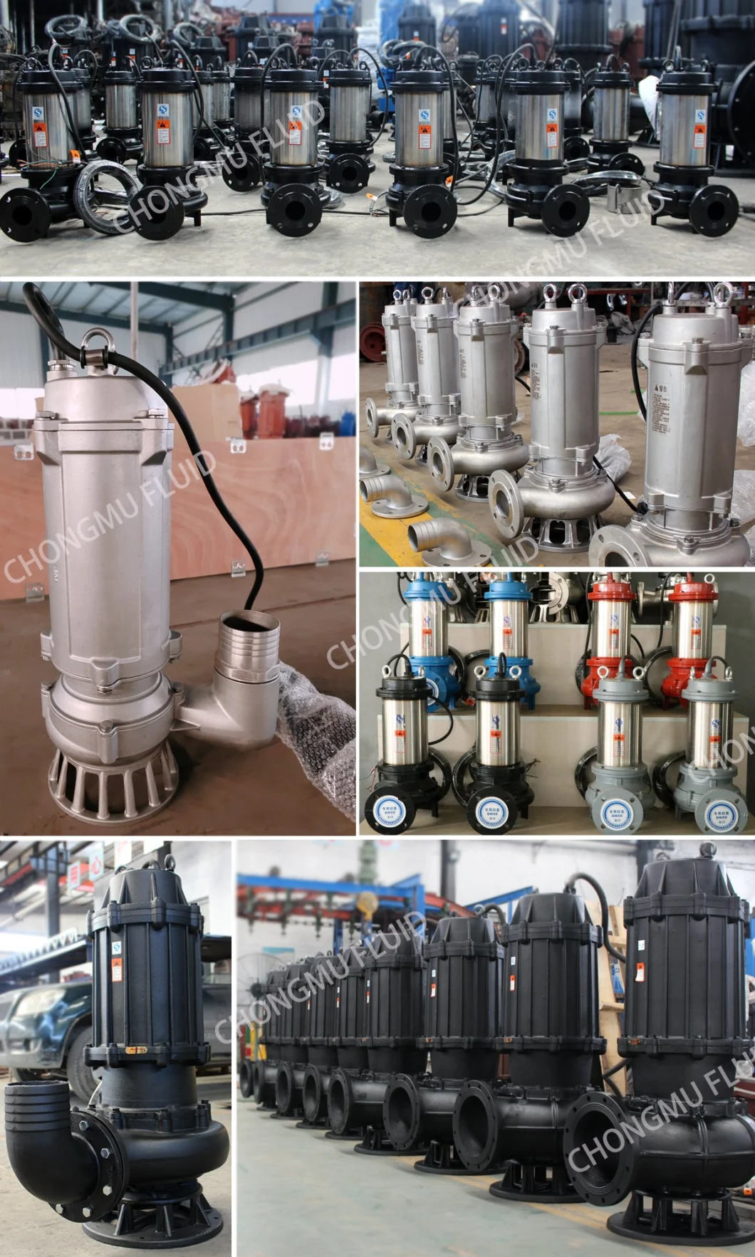 Non-Clogging Submersible Dirty Waste Water Drainage Pump Vertical Stainless Steel Sludge Centrifugal Pump Wq Submersible Cutter Grinder Mining Sewage Pump